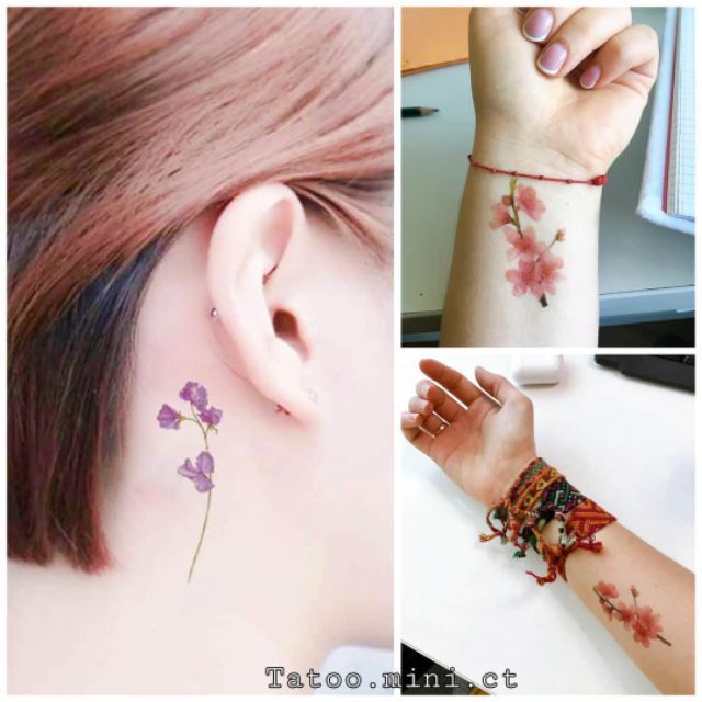 Hình xăm dán hoa mini đẹp x486.Xăm dán tatoo mini tạm thời, size &lt;10x6cm