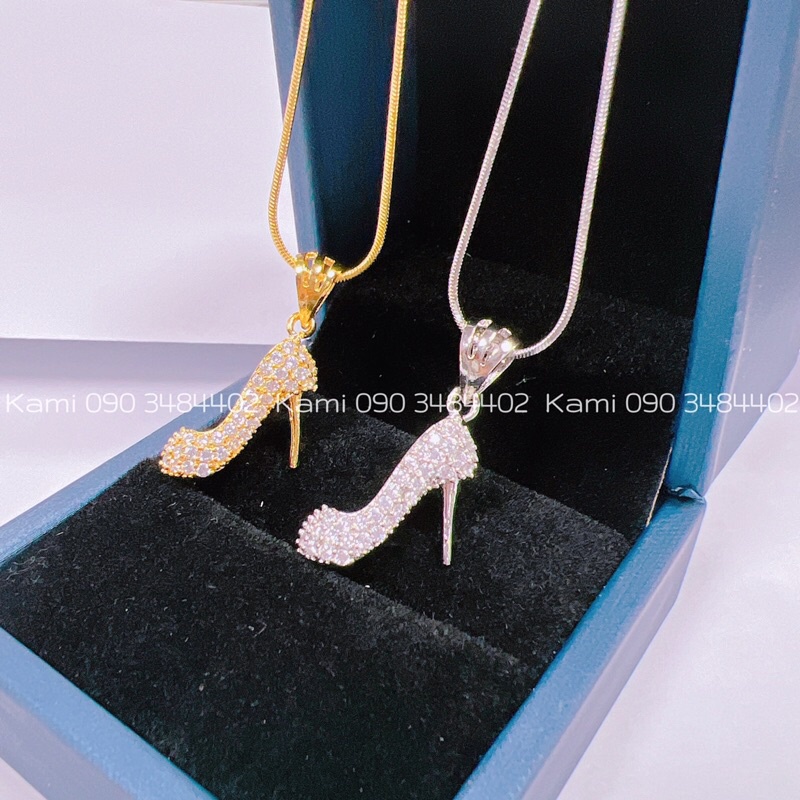 Dây chuyền và bông tai guốc đính đá siêu dễ thương Kami