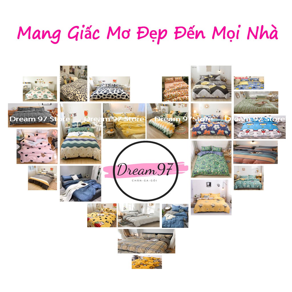 Chăn ga gối Cotton Poly cao cấp Drap giường cotton Họa tiết lá mùa thu Dream 97 Store