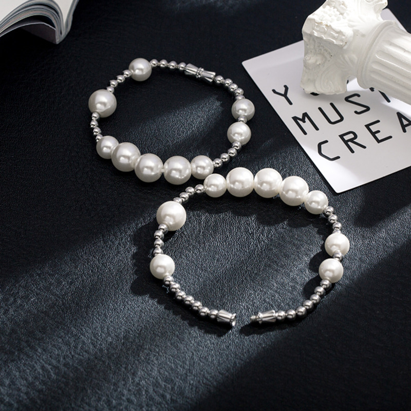 Vòng Tay Đính Hạt Giả Ngọc Trai Phong Cách Hip Hop