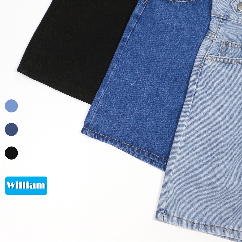 Quần jean ngố nữ lưng cao ống rộng phối kiểu độc đáo, chất vải denim bền đẹp William - AT179