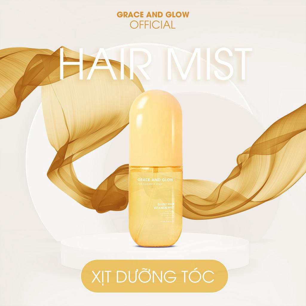 Xịt dưỡng tóc Grace &amp; Glow Daisy Hair Vitamin Mist Xịt dưỡng tóc hương nước hoa với Keratin chống xơ rối