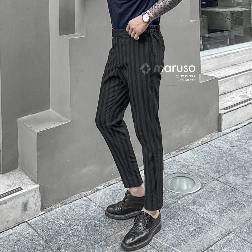 Quần âu sọc kẻ, chất kaki mềm mịn, quần ống xuông nhỏ - TROUSER 01