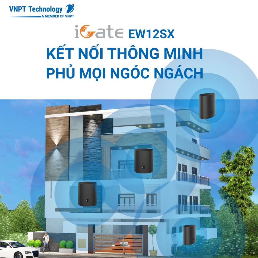 Hệ thống Wifi Mesh VNPT Technology iGate EW12SX (2-pack) 2 băng tần chuẩn AC tốc độ cao dành cho gia đình