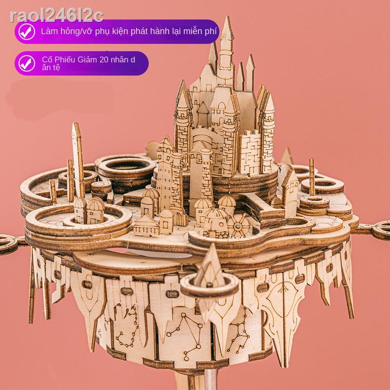 ✷ № ↂ (HÀNG HOT)3d bằng gỗ ba chiều câu đố bầu trời lâu đài hộp âm nhạc hộp âm nhạc bằng gỗ tự làm đồ chơi lắp ráp mô hì