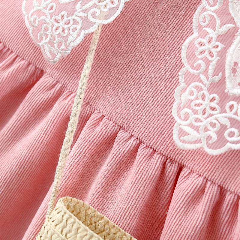 KIDBLUE Korean A Girl's Long-sleeved Lace Dress With A Bag