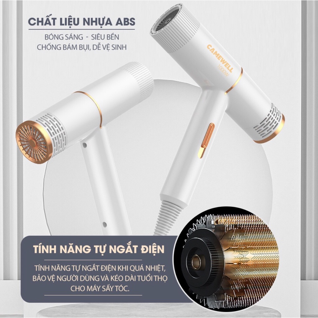 [ BH_12 Tháng] Máy sấy tóc mini CameWell tạo kiểu tóc chuyên nghiệp bảo vệ tóc