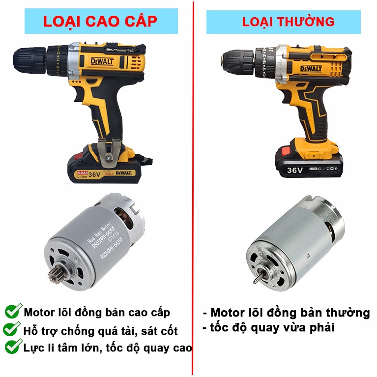 Máy khoan pin dewalt 36V đa năng, kèm bộ phụ kiện