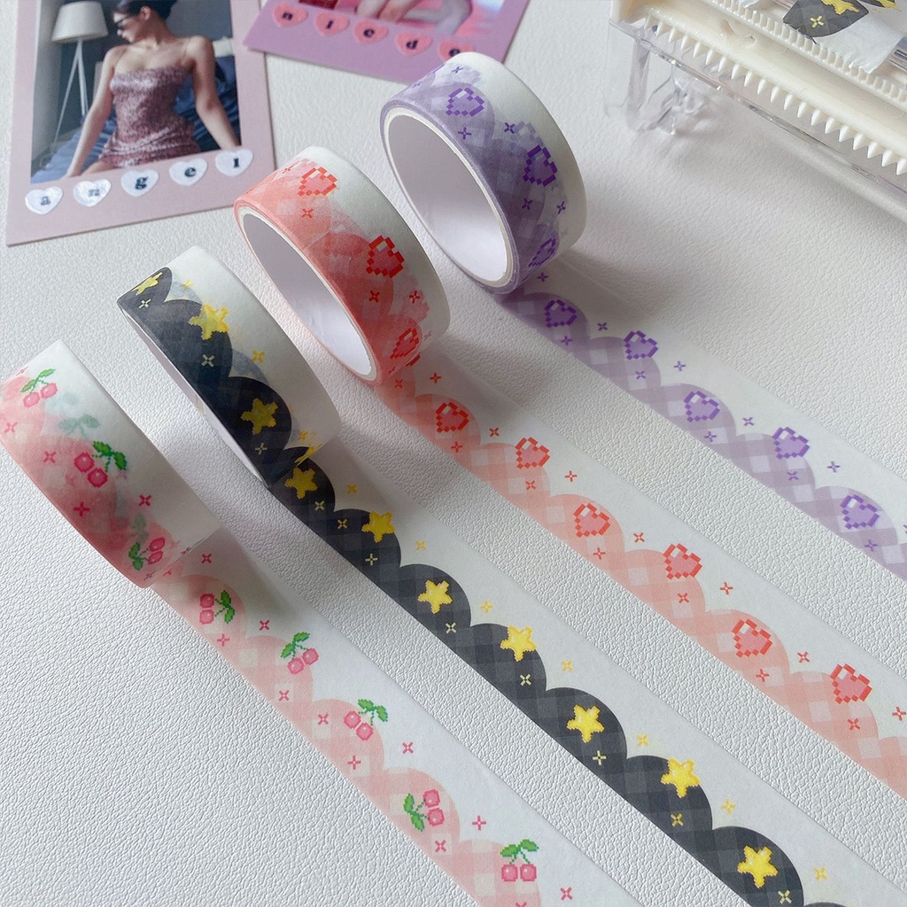 Cuộn Washi Tape Màu Pastel Họa Tiết Dễ Thương Trang Trí Sổ