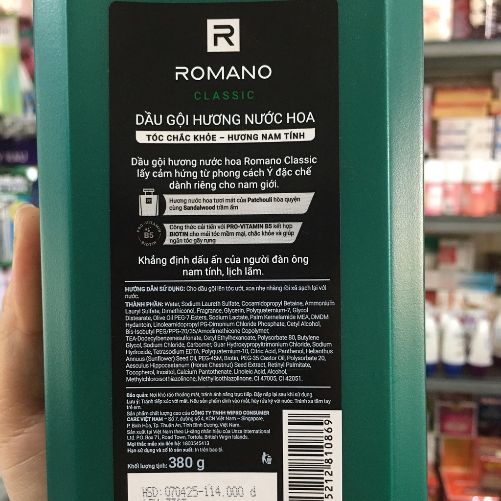 Dầu gội hương nước hoa Romano Classic tóc chắc khoẻ 380g