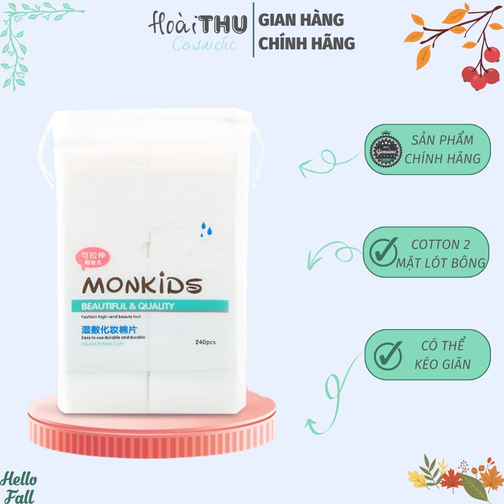 Bông đắp lotion Monkids ⚡ DEAL GIÁ TỐT ⚡ Bông lotion mask đắp toner MONKIDS gồm 240 miếng mềm, mỏng 