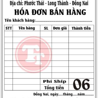 Hóa đơn 1 liên  in theo yêu cầu