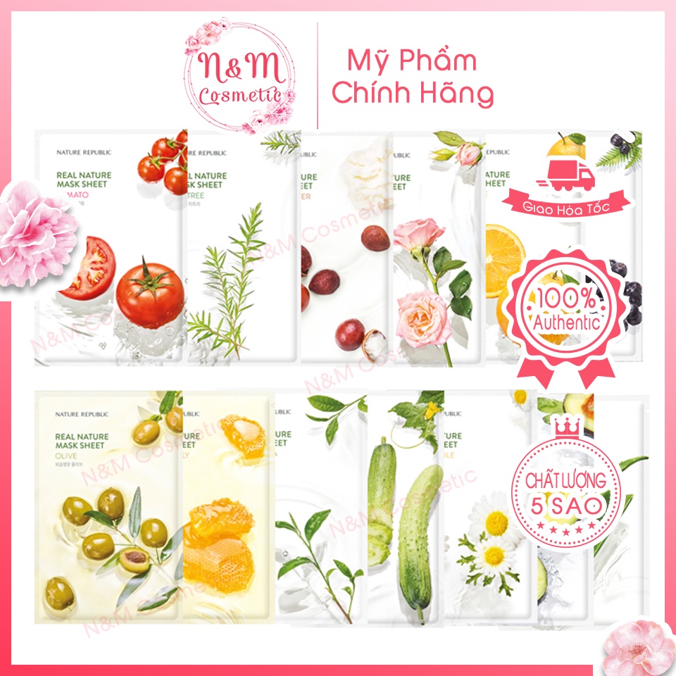 (Chĩnh Hãng) Mặt Nạ Giấy Dưỡng Da Nature Republic Real Nature Mask Sheet 23ml