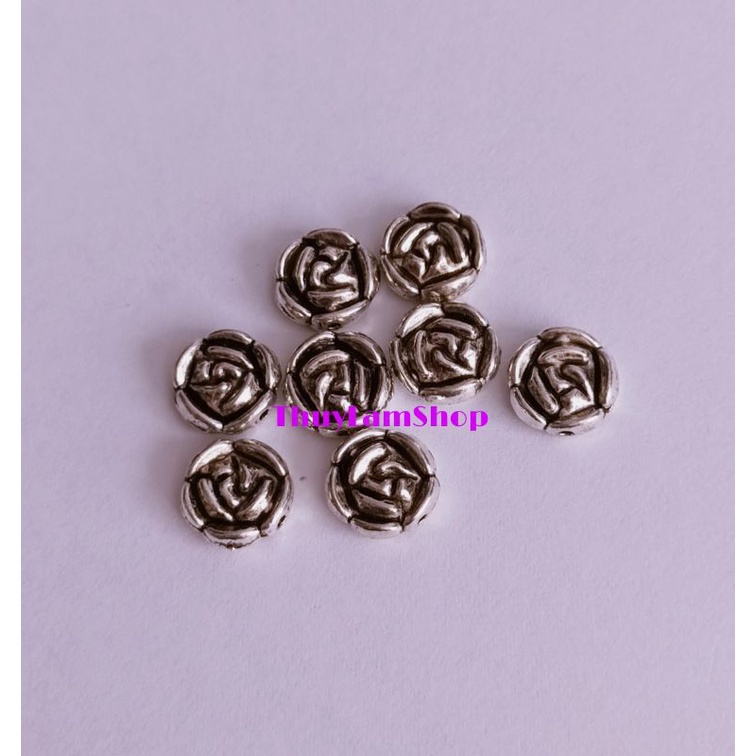 Charm bông hoa 9 cánh bạc thái xâu vòng đẹp