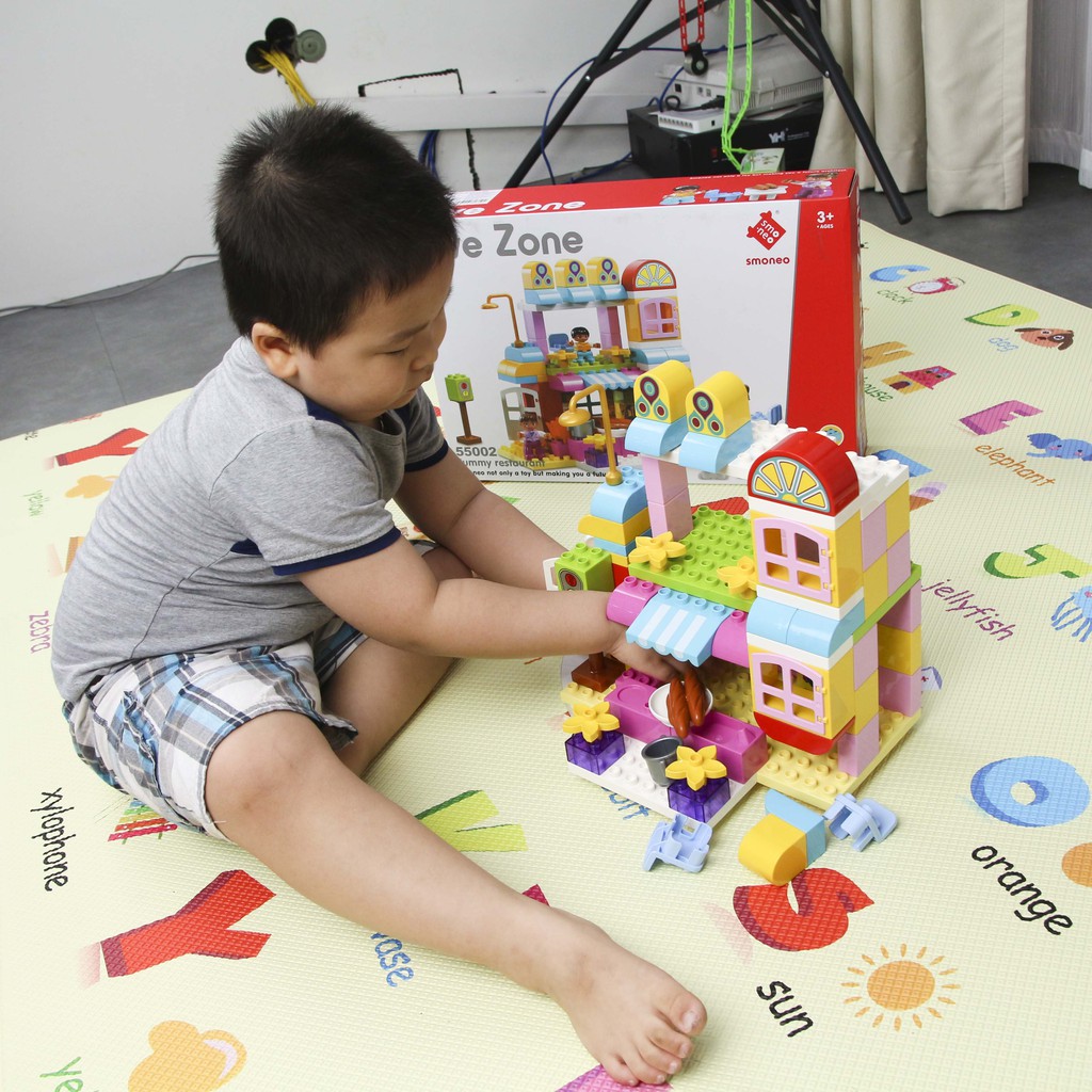 Bộ đồ chơi lắp ghép, ghép hình smoneo duplo cho bé cho bé nhà hàng vui vẻ 81 chi tiết - Toyshouse - 55002