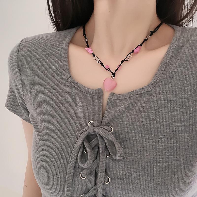 Vòng cổ Mặt Hình Trái Tim Đính Đá Opal Cho Nữ