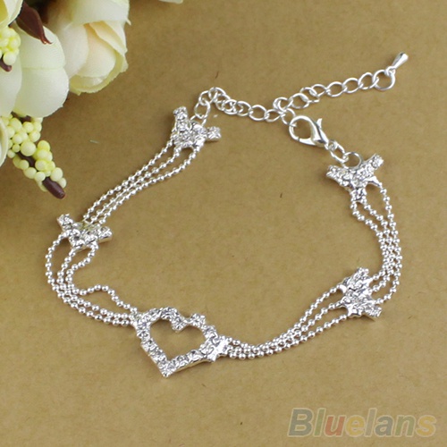 Lắc Chân Mạ Bạc Đính Đá Xinh Xắn