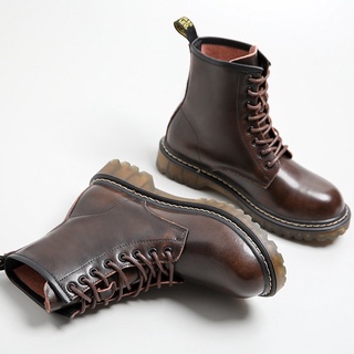 Giày boots da bò cổ cao vintage