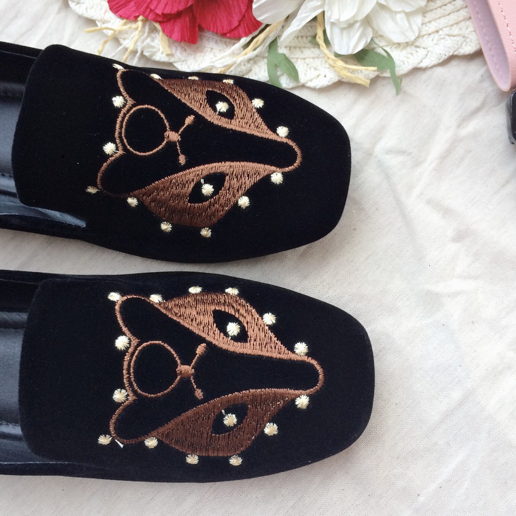 Giày bệt búp bê thêu hình cáo sang chảnh | BigBuy360 - bigbuy360.vn