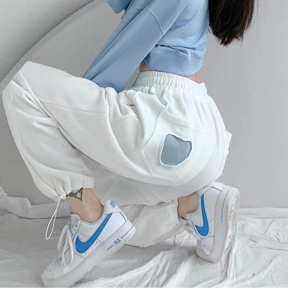 Quần Dài JOGGER HEART Phối Dây Rút Form Rộng Dáng Suông Ulzzang