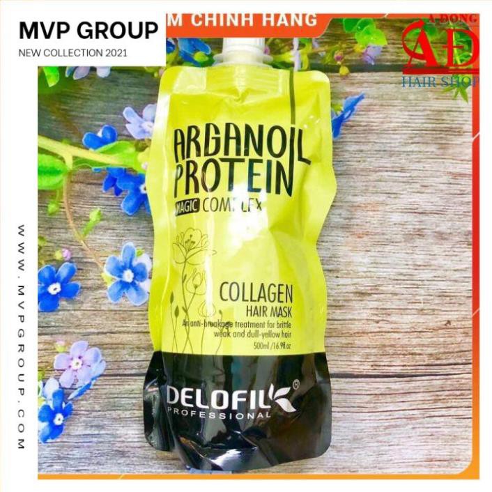 [Chính hãng][Hot] Hấp dầu Collagen Delofil Argan Oil Protein siêu mượt 500ml (túi)