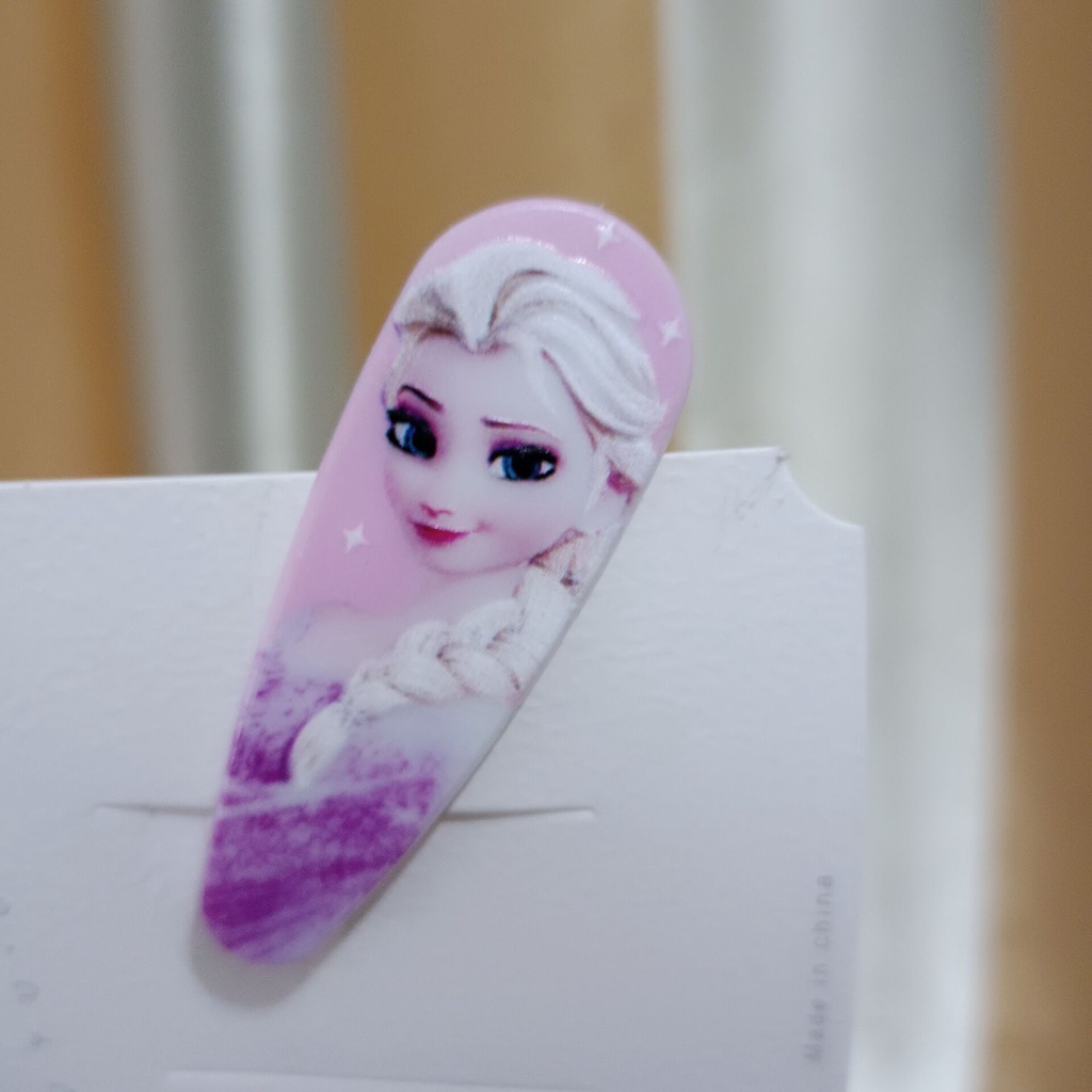 Kẹp Tóc Mái Bằng Vải Họa Tiết Công Chúa Frozen Dễ Thương Cho Bé Gái