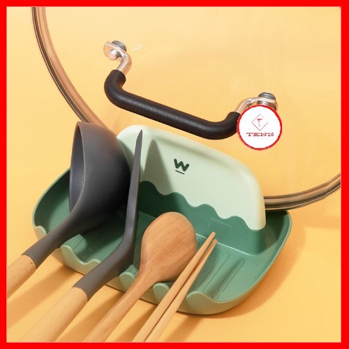 Khay đỡ gác vung nồi, muôi, thìa dụng cụ nấu ăn bằng nhựa đa chức năng chống trượt dễ dàng sử dụng giúp bếp vệ sinh