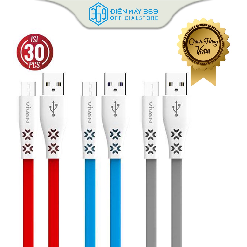 Cáp Sạc VIVAN CTM100, Chất liệu nhựa TPE Cách điện tốt, Chống xoắn rối, Dễ bảo quản, Thiết kế nhỏ gọn, Chác chắn An toàn