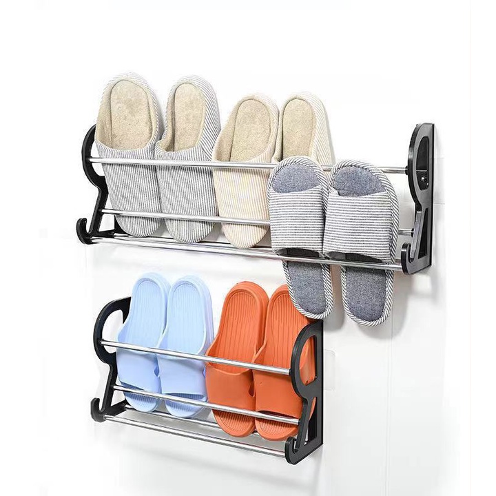 Kệ Treo Giay Dép Nhà Vệ Sinh Chữ R Treo Dép Trong Nhà Dán Tường Cao Cấp KT400