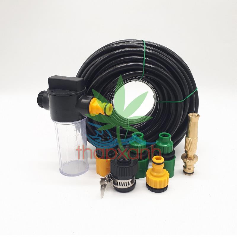 Bộ vòi xịt nước tưới cây, Rửa xe BTD-7203 vòi đồng VOI-6 kèm bình xà phòng + 15m dây