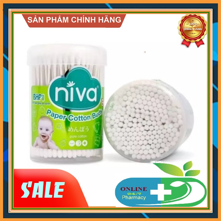 Tăm bông ngoáy tai trẻ em Niva dụng cụ, quê, cây, que ngoáy tai cho bé xoắn mềm mại thấm nước tốt nguyên liệu nhập Mỹ