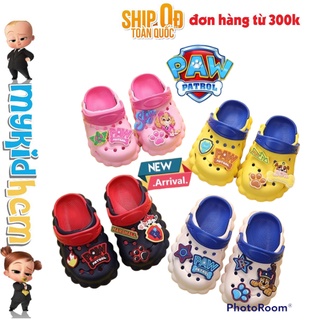 Dép sục mẫu 2024 bé trai đội chó cứu hộ PAW PATROL gồm CHASE MARSHALL RUBBLE SKYE và xe oto Lightning Mcqueen tia chớp