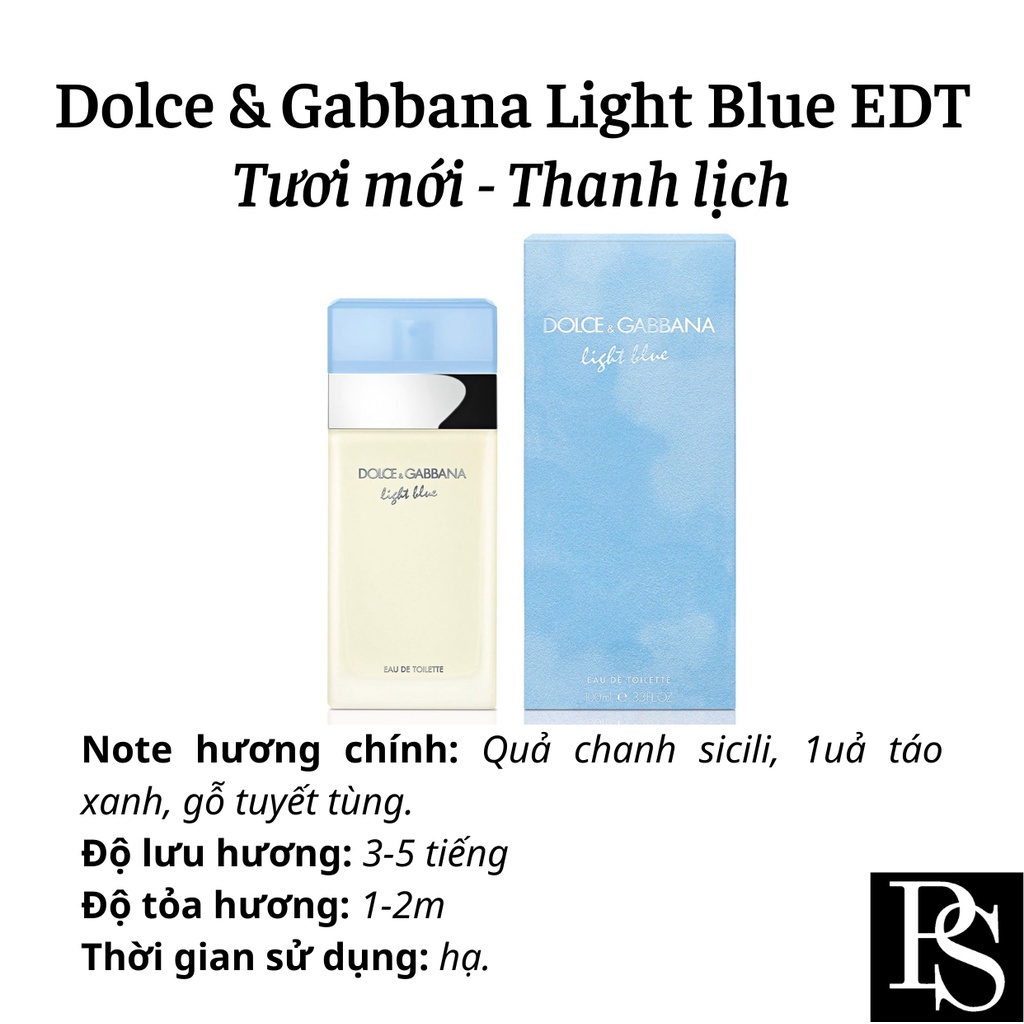 Nước hoa chính hãng Nữ - D.G Light Blue Pour Femme