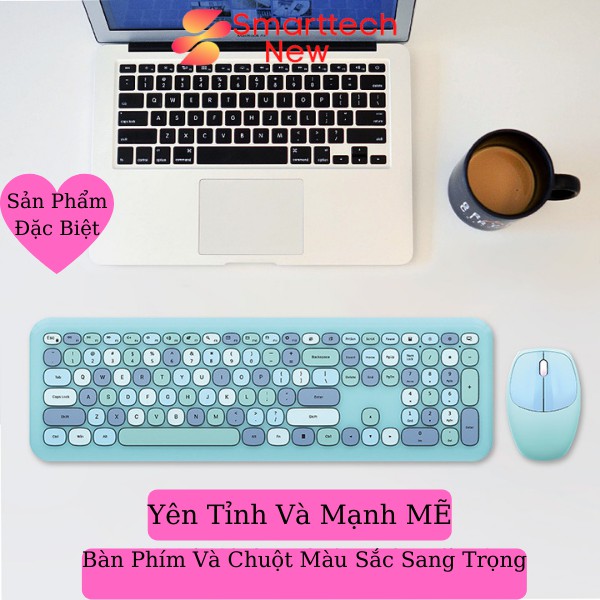 Bộ bàn phím bluetooth và chuột bluetooth MOFII 666 2.4G nhiều màu kute, chuột không dây phù hợp cho lam việc văn phòng