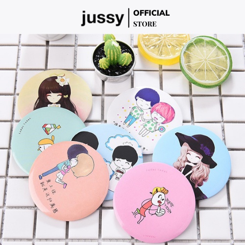 Gương Trang Điểm Mini icon hoạt hình siêu Cute Hàn Quốc Jussy Official Gương Để Bàn Nhỏ Gọn Tiện Lợi Dể Mang Bên Người