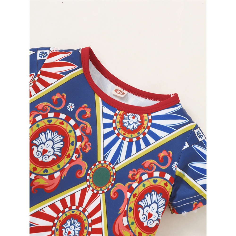 Áo liền quần MIKRDOO tay ngắn in họa tiết đồ họa phong cách cổ điển thời trang cho bé trai 0-18 tháng tuổi