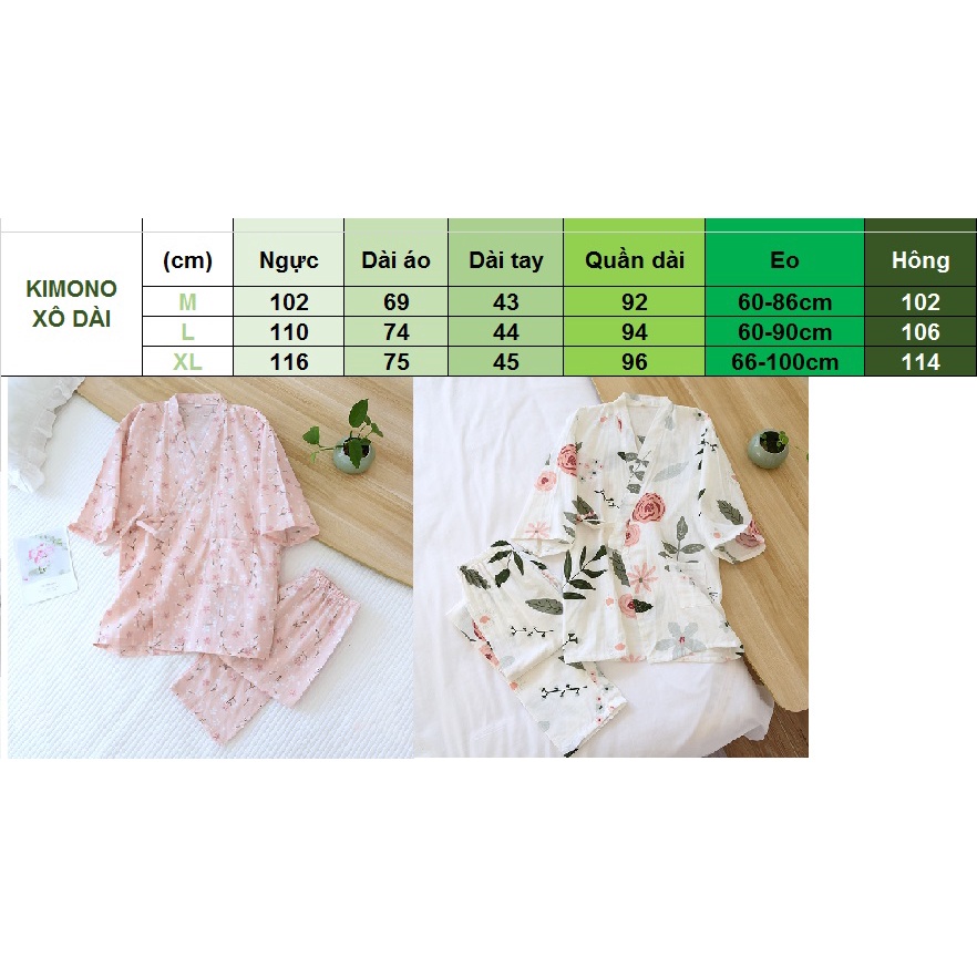 Yukata Vải Xô Nhật  Bộ Sau Sinh Kimono Hè Thoáng Mát  Rừng Sương Mù IVY238