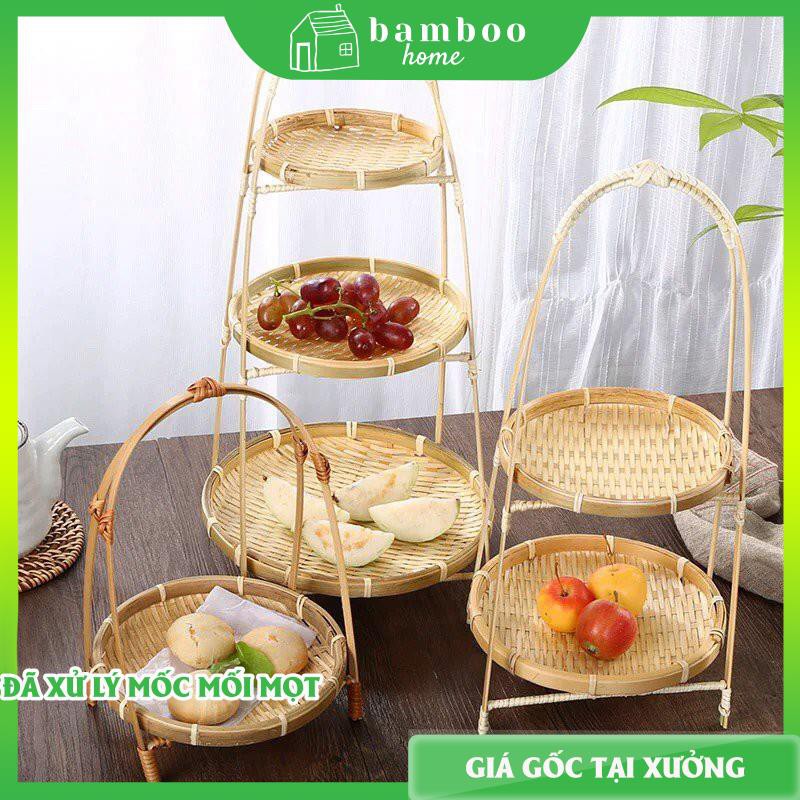Khay mây tre BAMBOOO ECO kệ decor trang trí nhiều tầng đan tre thủ công