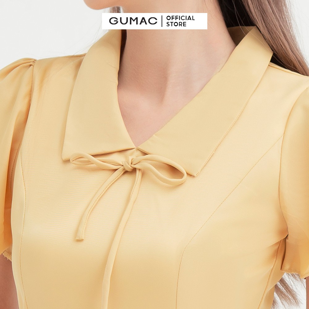 Đầm dáng ôm nữ tay ngắn phối nơ GUMAC thiết kế tiểu thư, nhiều màu đủ size DB409