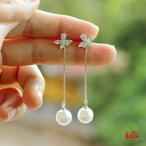 BÔNG TAI BƯỚM TREO QUẢ DÀI LINH MIU SILVER