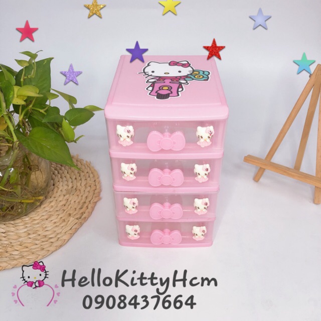 Tủ nơ nhựa 4 ngăn Hello Kitty