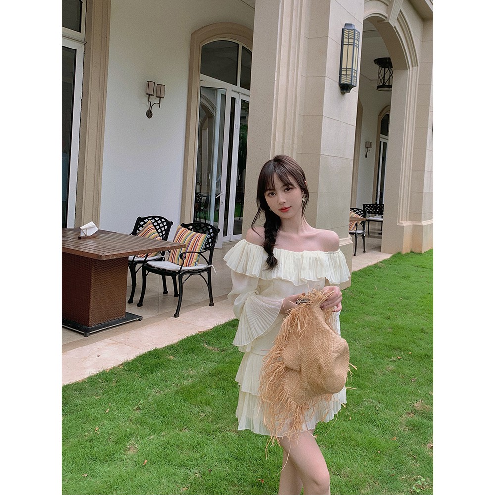 Set váy bèo tầng + áo trễ vai ulzzang