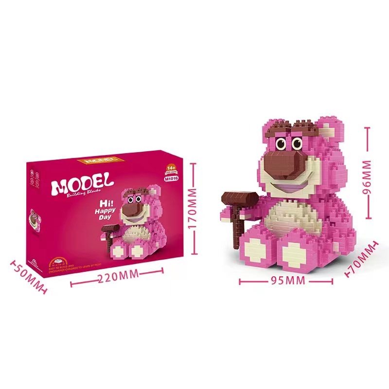 Gấu dâu lotso Bộ Đồ Chơi Xếp Hình Mini Hình Gấu Dâu Tây M1015 Dành Cho Bé