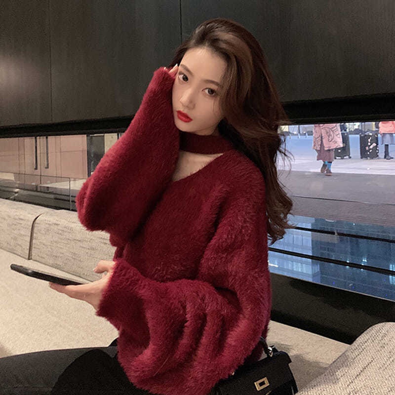 COZOK Áo sweater Tay Dài Dáng Rộng Thời Trang Dễ Phối Đồ