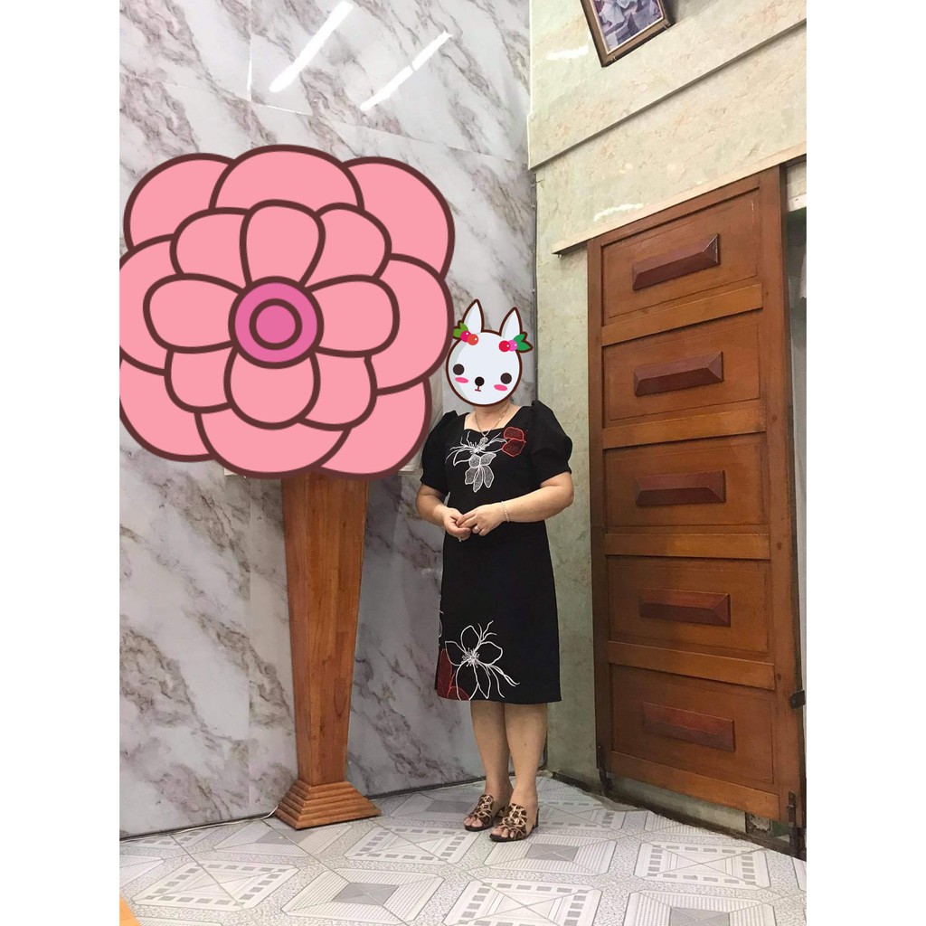 Đầm Trung Niên Tặng Mẹ BIGSIZE - Thêu Hoa Lan [MIU005] | BigBuy360 - bigbuy360.vn