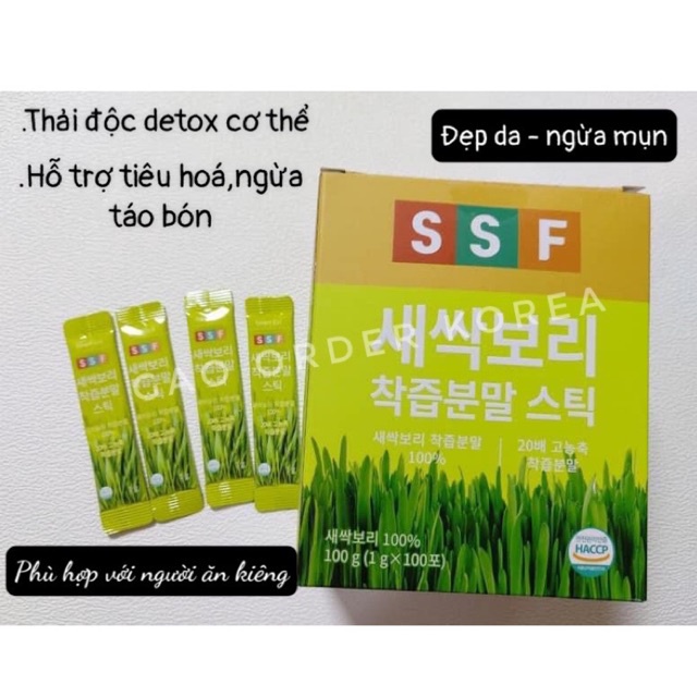 Bột ép mầm lúa mạch cô đặc SSF dùng 3 tháng hộp 100 gói