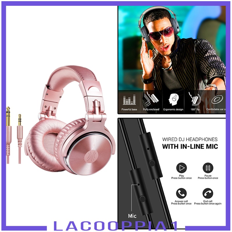 [LACOOPPIA1] Pro-10 Over-Ear DJ Headphone Headsets with Mic for Studio Monitoring Mixing