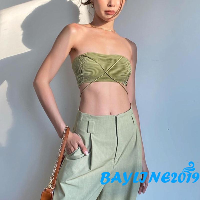 Áo Croptop Hai Dây Màu Sắc Trơn Thời Trang Mùa Hè Cho Nữ