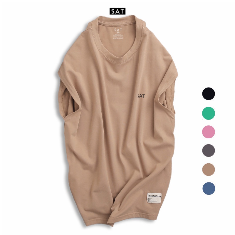 Áo thun ba lỗ tanktop nam trơn SAT-04, vải cotton mềm mịn, dày dặn, trẻ trung chuẩn form SAT !