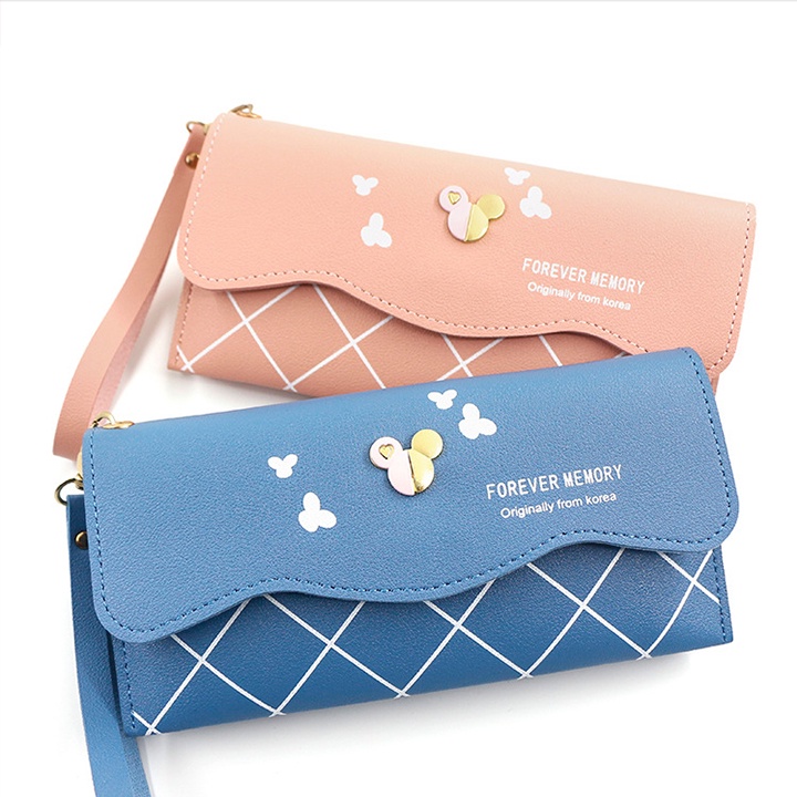 Ví Nữ Cầm Tay Dáng Dài Kẻ Caro Đẹp R523 Menbense Thời Trang Hàn Quốc Nhiều Ngăn Đựng Tiền